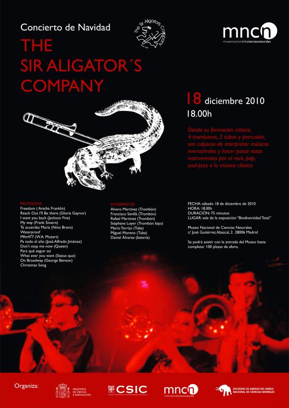The Sir Aligators Company ofrece un concierto navideño en el MNCN el próximo 18 de diciembre
