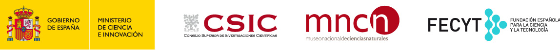 Logos Ministerio de Ciencia e Innovación, CSIC, MNCN, FECYT