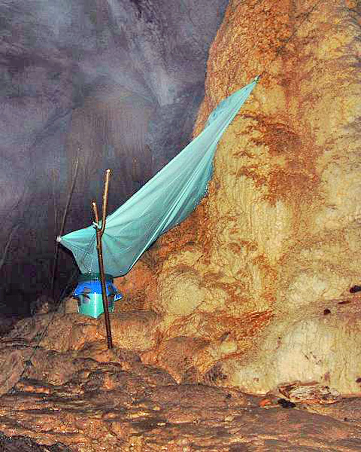 Recogiéndo goteos en Ojo Guareña (Burgos) 