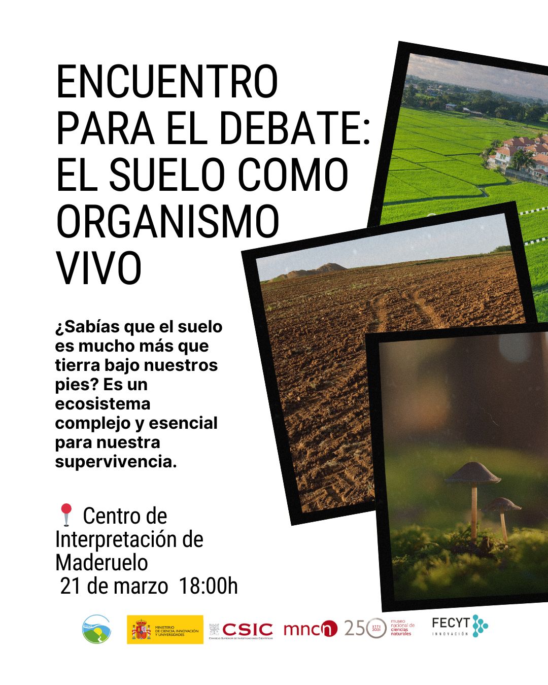 Cartel mesa de debate sobre el suelo 