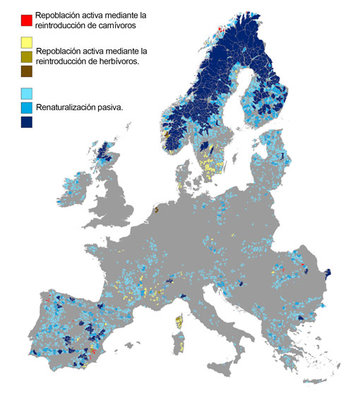Mapa renaturalización en Europa