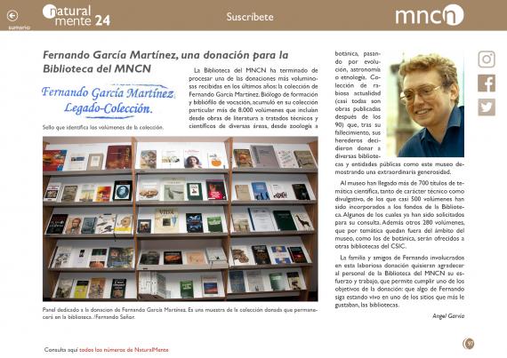 Fernando García Martínez, una donación para la Biblioteca del MNCN