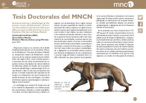 Portada de la sección "Tesis doctorales" de la revista NaturalMente nº 7