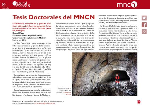 Portada de la sección de tesis doctorales de la revista NaturalMente nº 9