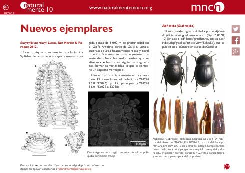 Portada de la sección de nuevos ejemplares de la revista NaturalMente nº 10