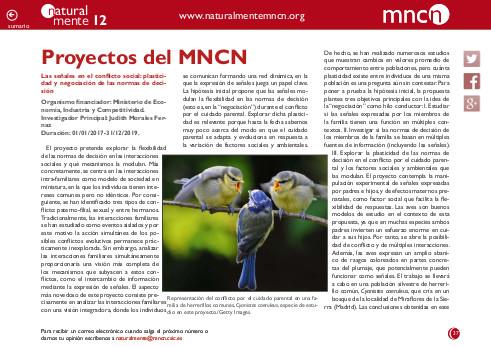 Portada de la sección "Proyectos del MNCN" de la revista NaturalMente nº 12