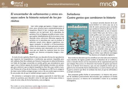 Portada de la sección de libros de NaturalMente 12