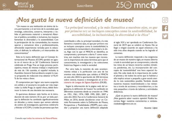 ¡Nos gusta la nueva definición de museo!