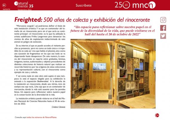 Freighted: 500 años de colecta y exhibición del rinoceronte