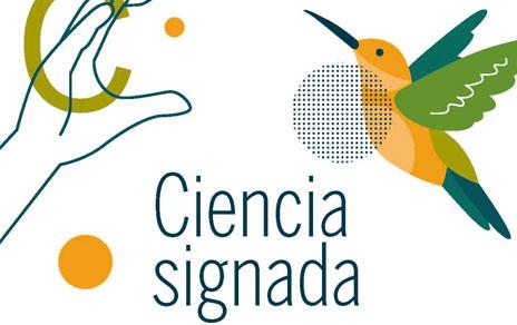 Imagen gráfica de la portada de la publicación Ciencia signada / Alfonso Nombela
