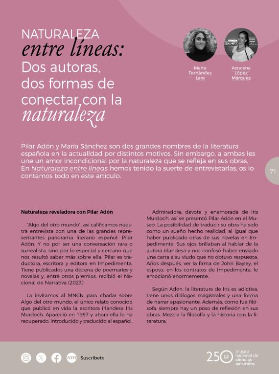 Naturaleza entre líneas: Dos autoras, dos formas de conectar con la naturaleza