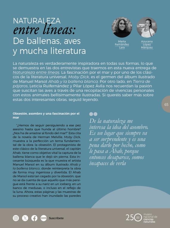 Naturaleza entre líneas: De ballenas, aves y mucha literatura